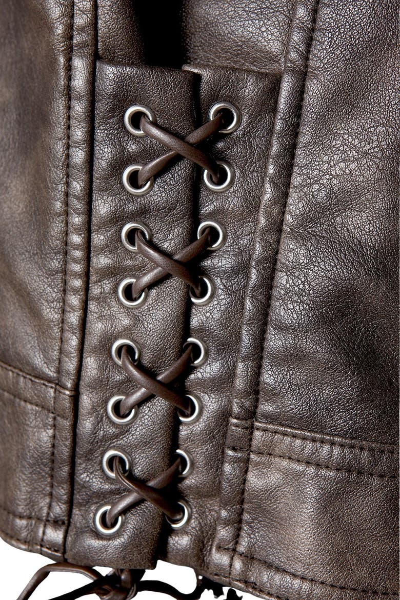 Oversized Whipstitch Leather Look Jacket, Alternate, color, Dark Grey
