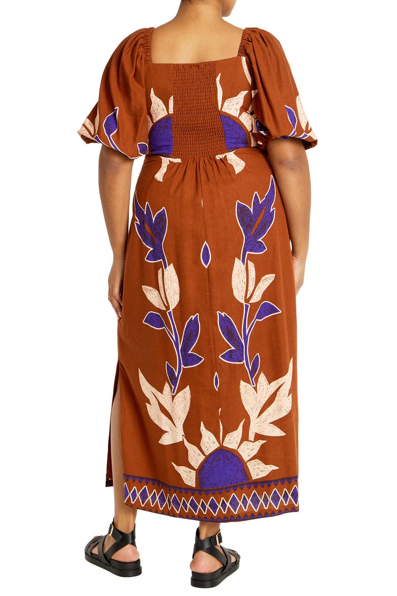 Luna Print Puff Sleeve Maxi Dress, Alternate, color, PLACEMET PRINT