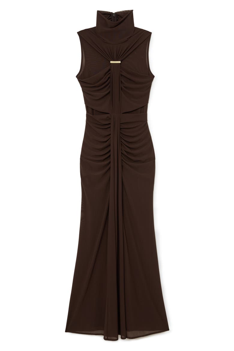 Colette Ruched Sleeveless Maxi Dress, Alternate, color, CHOCOLATE BROWN