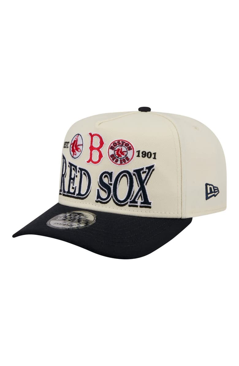 New Era Men's New Era Cream Boston Red Sox Throwback Tri-Hit A-Frame 9FIFTY Adjustable Hat, Main, color, Cream