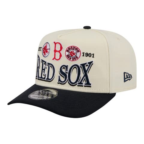 Men's New Era Cream Boston Red Sox Throwback Tri-Hit A-Frame 9FIFTY Adjustable Hat