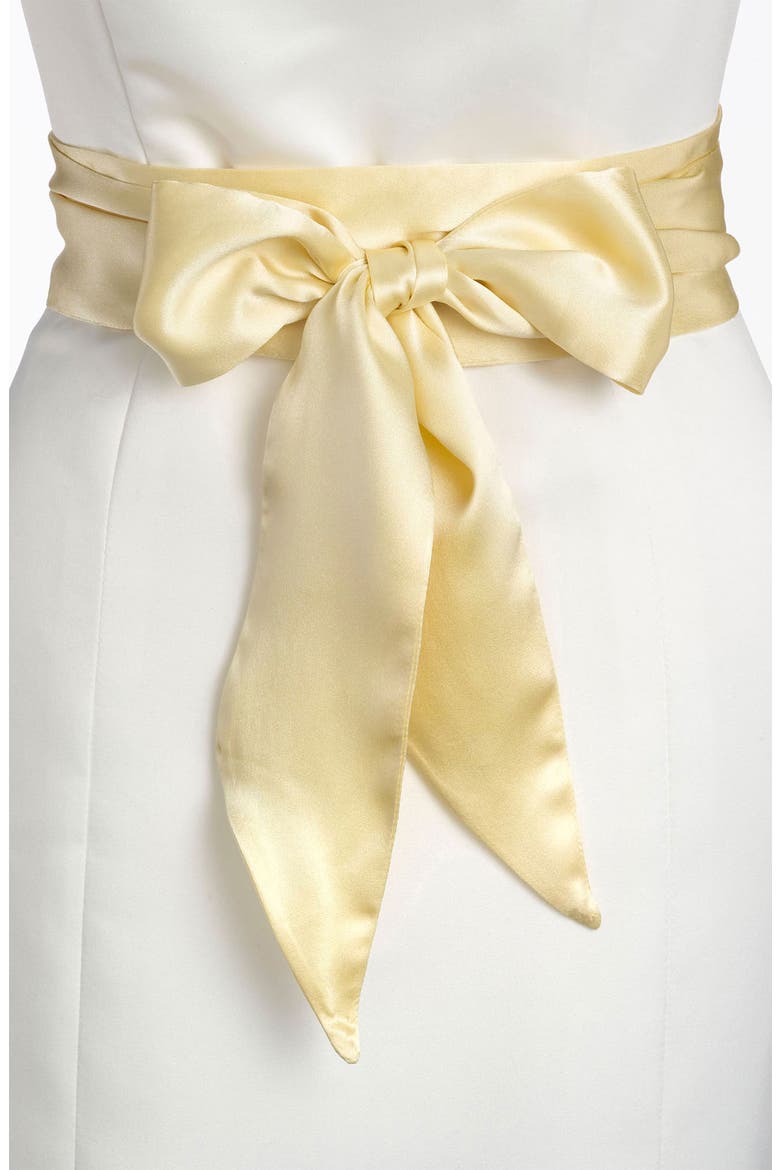 Silk Charmeuse Obi Sash, Main, color, BUTTER