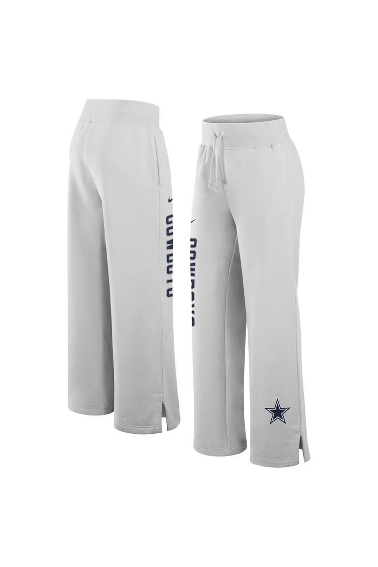 Women's Nike  Gray Dallas Cowboys Primetime Phoenix Fleece Wide-Leg Sweatpants, Main, color, Gray