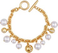 Vince Camuto Faux Pearl & Crystal Charm Toggle Bracelet