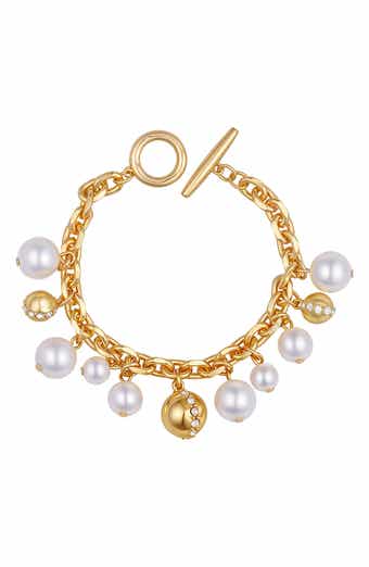 Vince Camuto Faux Pearl & Crystal Charm Toggle Bracelet