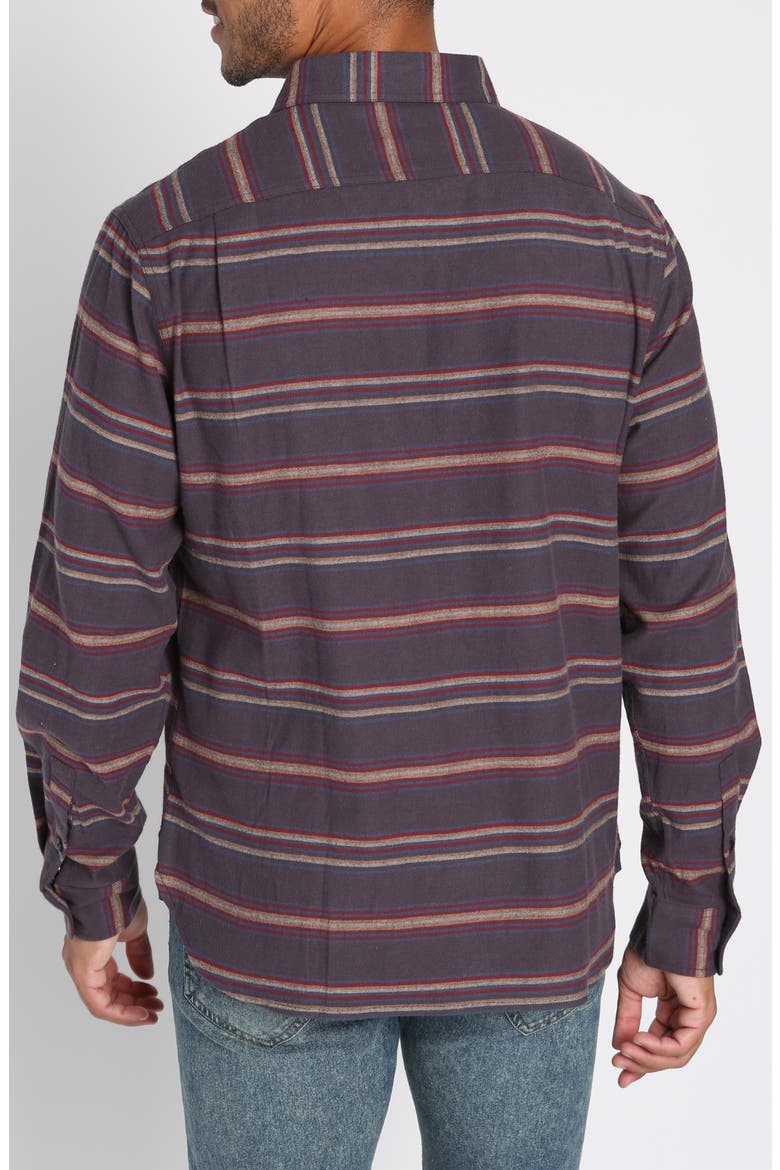 Stripe Flannel Button-Up Shirt, Alternate, color, BROWN STRETCH PLAID