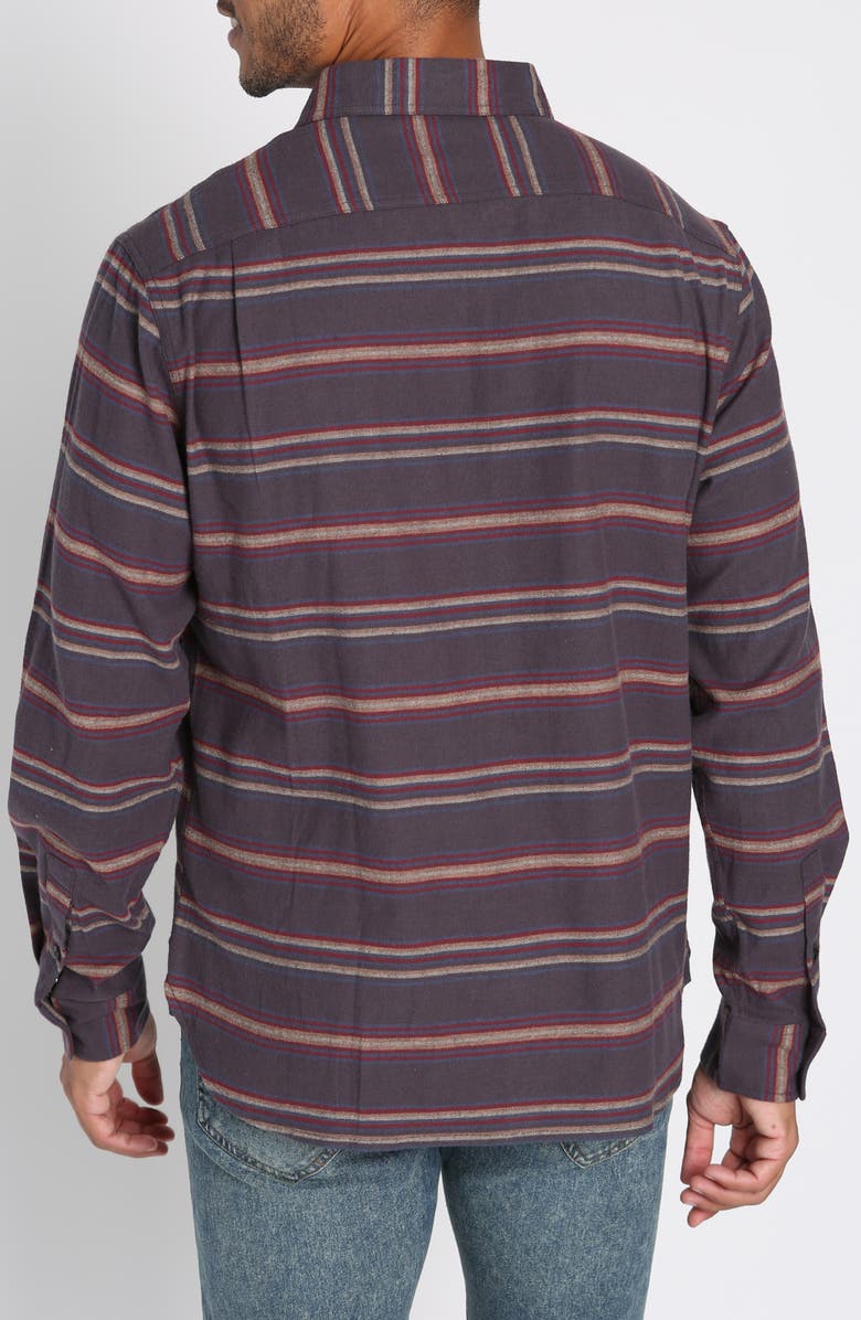 JACHS Stripe Flannel Button-Up Shirt, Alternate, color, Brown Stretch Plaid