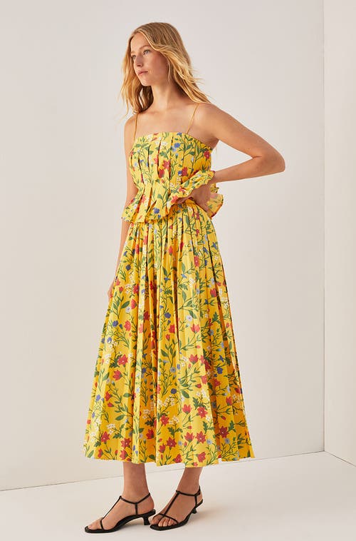 Rebecca Taylor Botanica Fleur Pleated Skirt In Dandelion