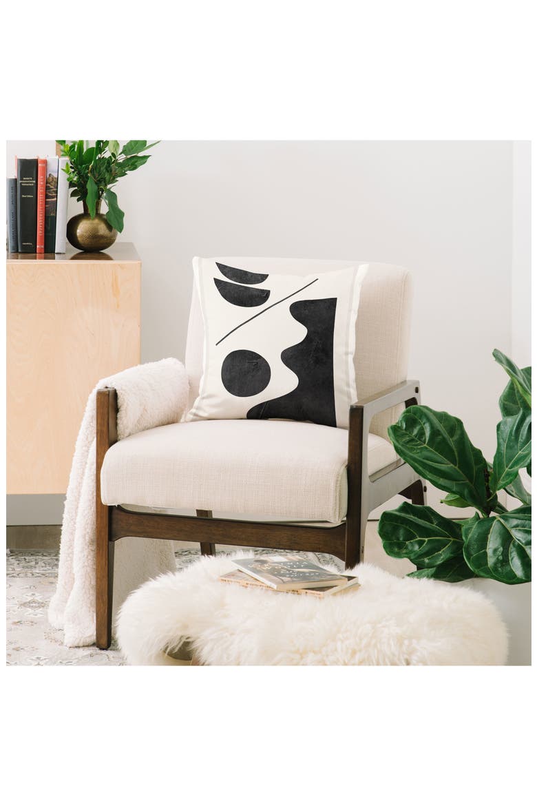 Modern Abstract Print Throw Pillow, Alternate, color, BLACK WHITE