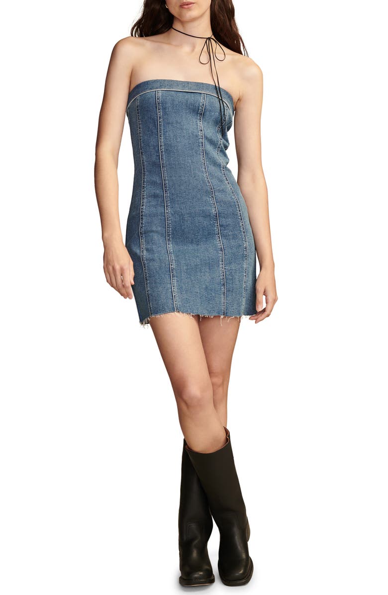 Lucky Brand Strapless Corset Denim Minidress, Main, color, 