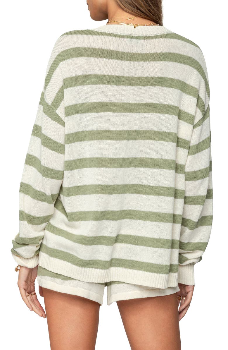 EDIKTED Amaris Stripe Oversize Sweater, Alternate, color, Olive