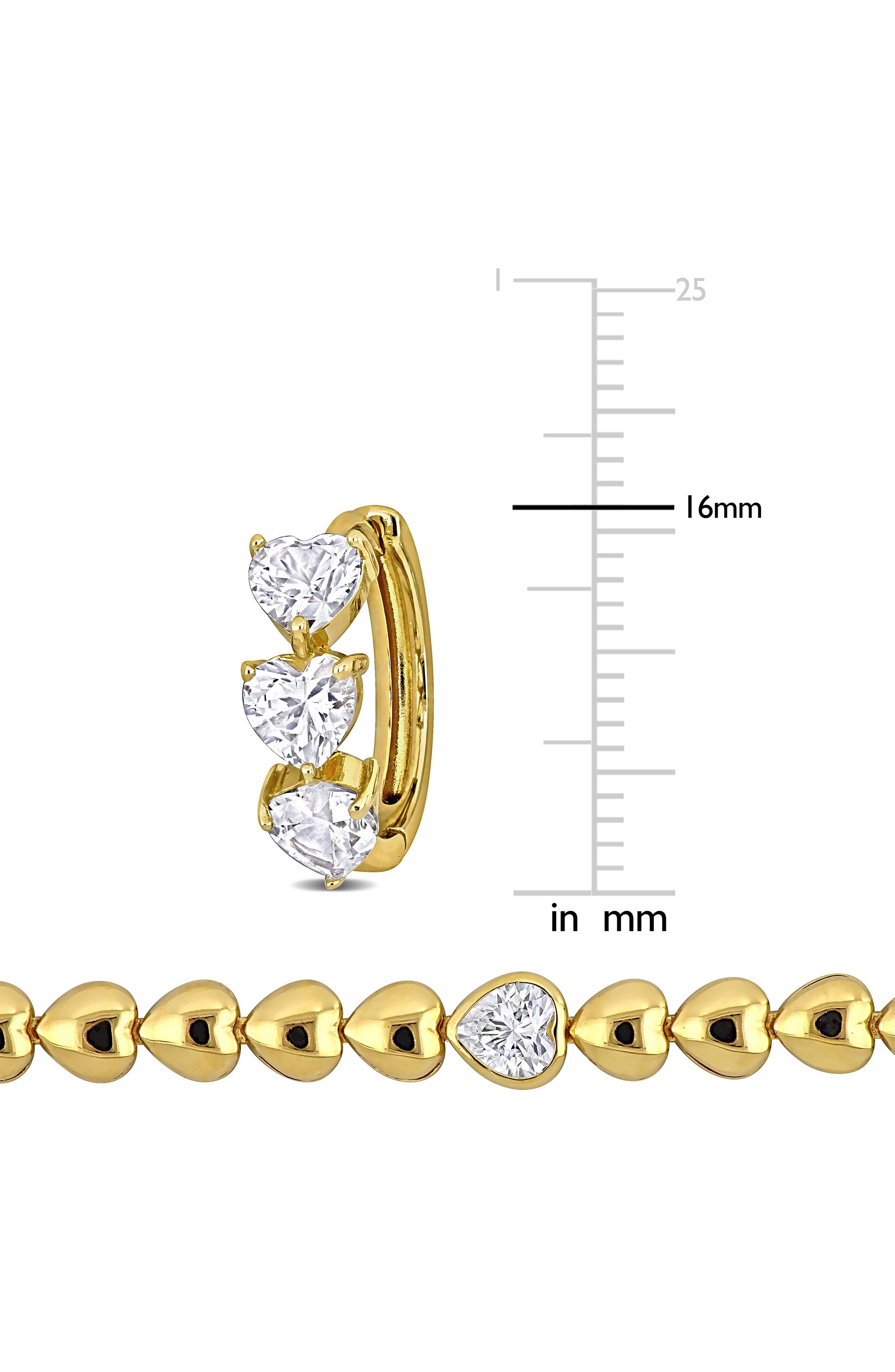 DELMAR Lab Created White Sapphire Heart Bracelet & Huggie Hoop Earrings ...
