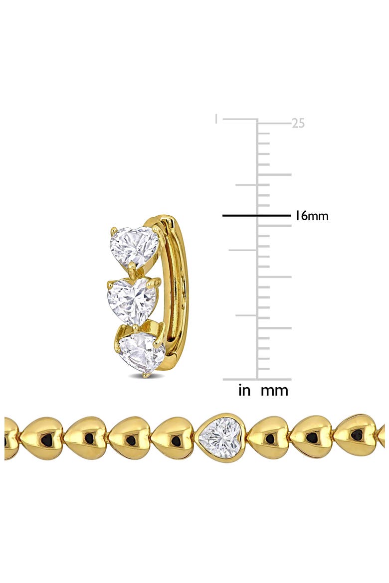 Lab Created White Sapphire Heart Bracelet & Huggie Hoop Earrings Set, Alternate, color, WHITE