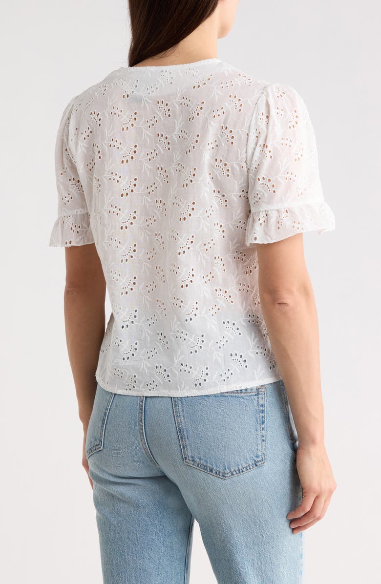 Forgotten Grace Cotton Broderie Anglaise Button-Up Top, Alternate, color, White