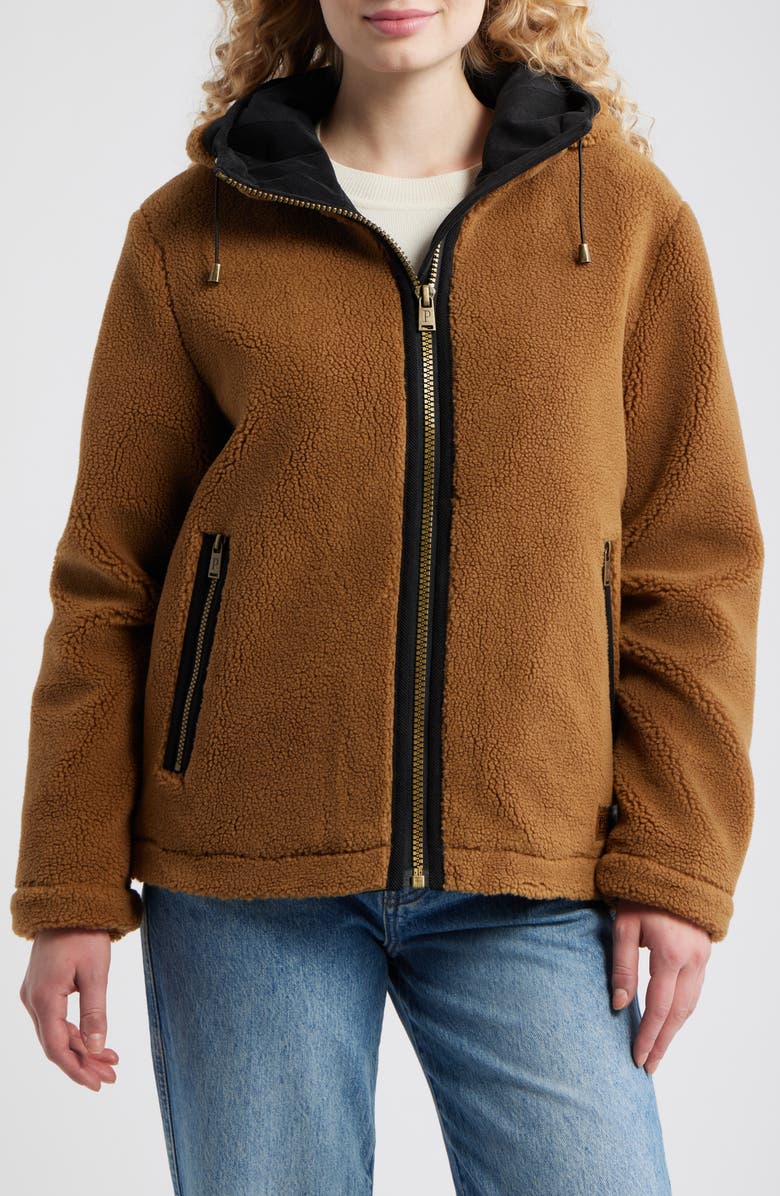 Pendleton Cottonwood Fleece Hooded Jacket, Alternate, color, Bronze Autumn Star