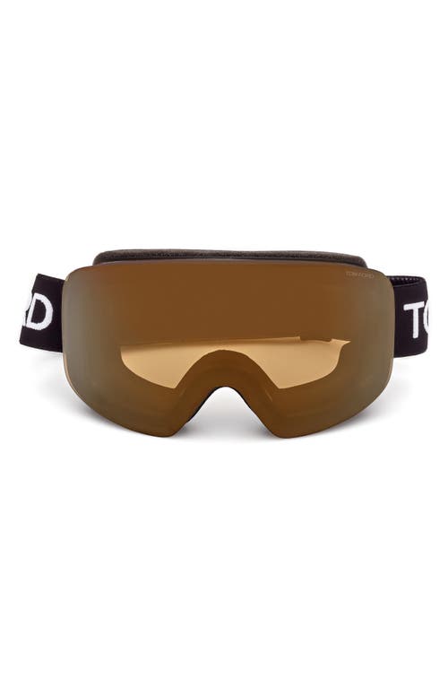 Shop Tom Ford Ski Mask With Mirrored Lens In Matte Black/brown