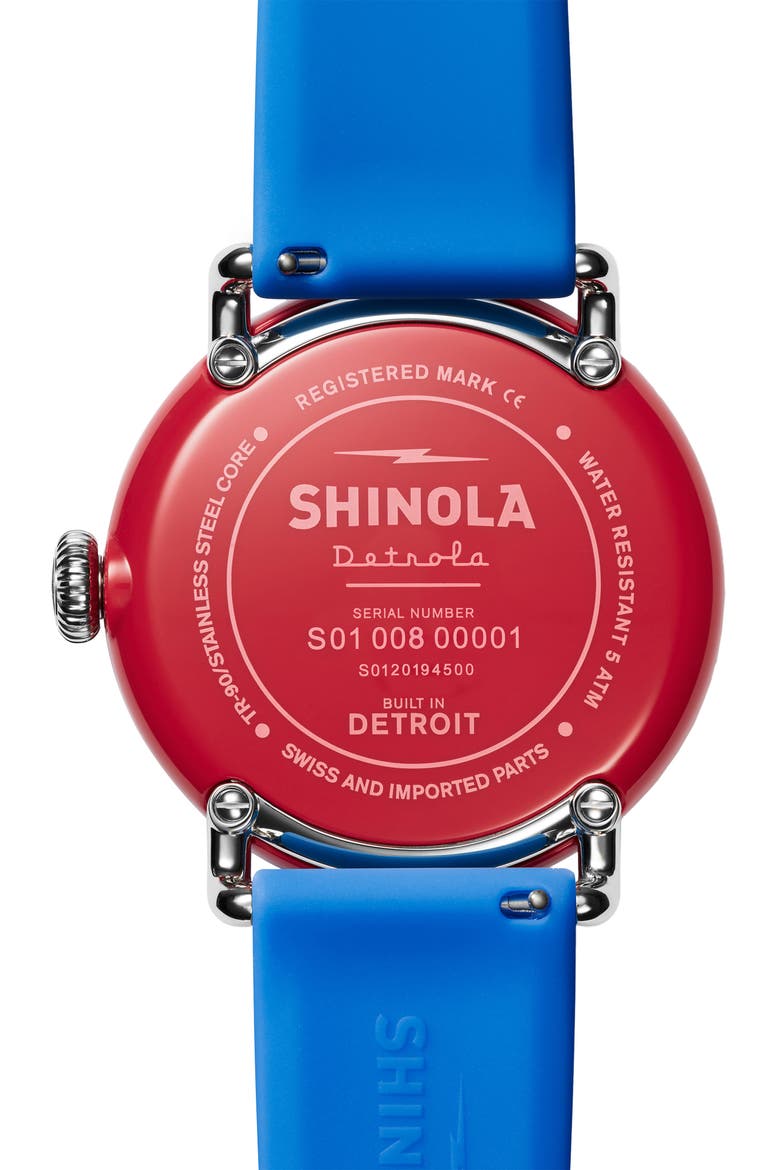 Detrola "The I Voted" Silicone Strap Watch, 43mm, Alternate, color, BLUE/ RED/ SILVER