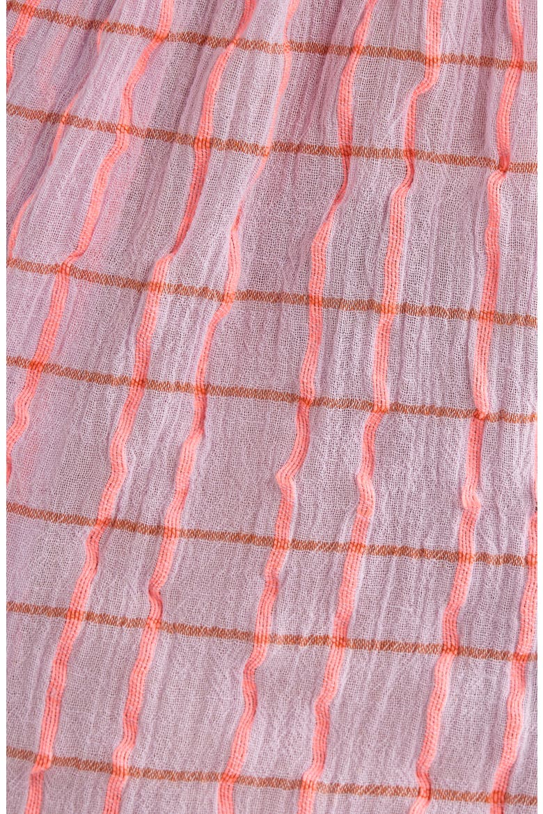 Paradise Check Smocked Cotton Blend Romper, Alternate, color, PINK