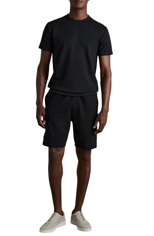 Reiss Navy Mercerised Cotton Crew Neck T-shirt In Blue