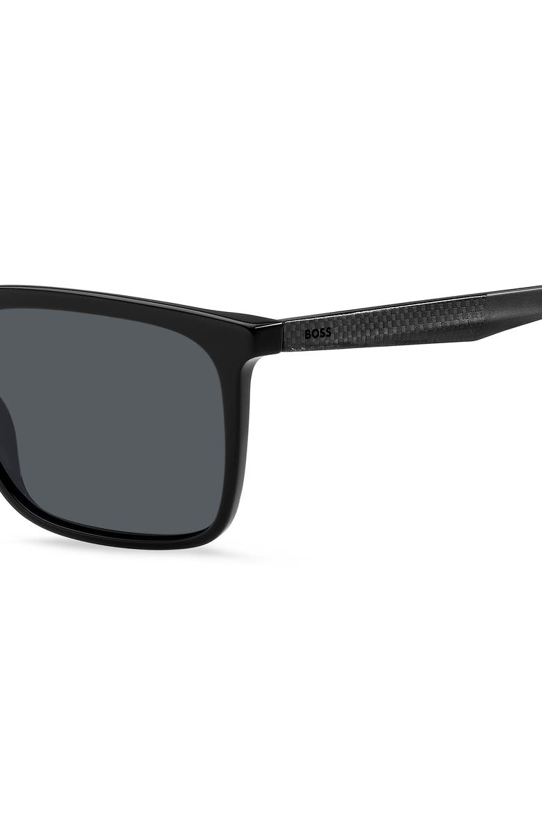 BOSS 57mm Rectangular Sunglasses, Alternate, color, Black/ Grey