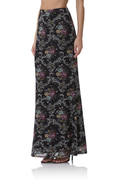 Afrm Tegan Floral Maxi Skirt In Black