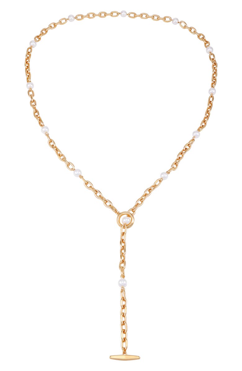 Vince Camuto Imitation Pearl Convertible Chain Necklace, Alternate, color, 