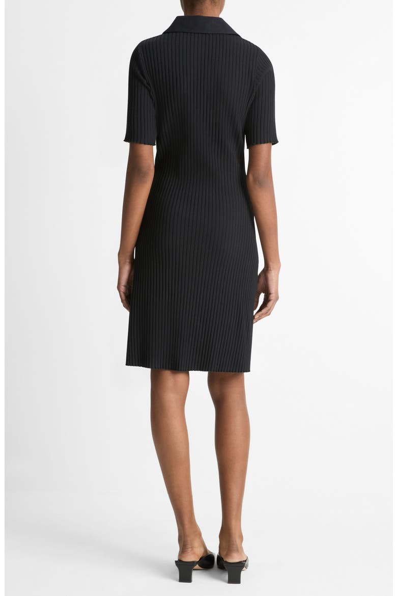 Rib Polo Dress, Alternate, color, BLACK