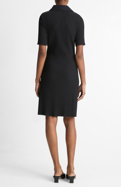 Shop Vince Rib Polo Dress In Black