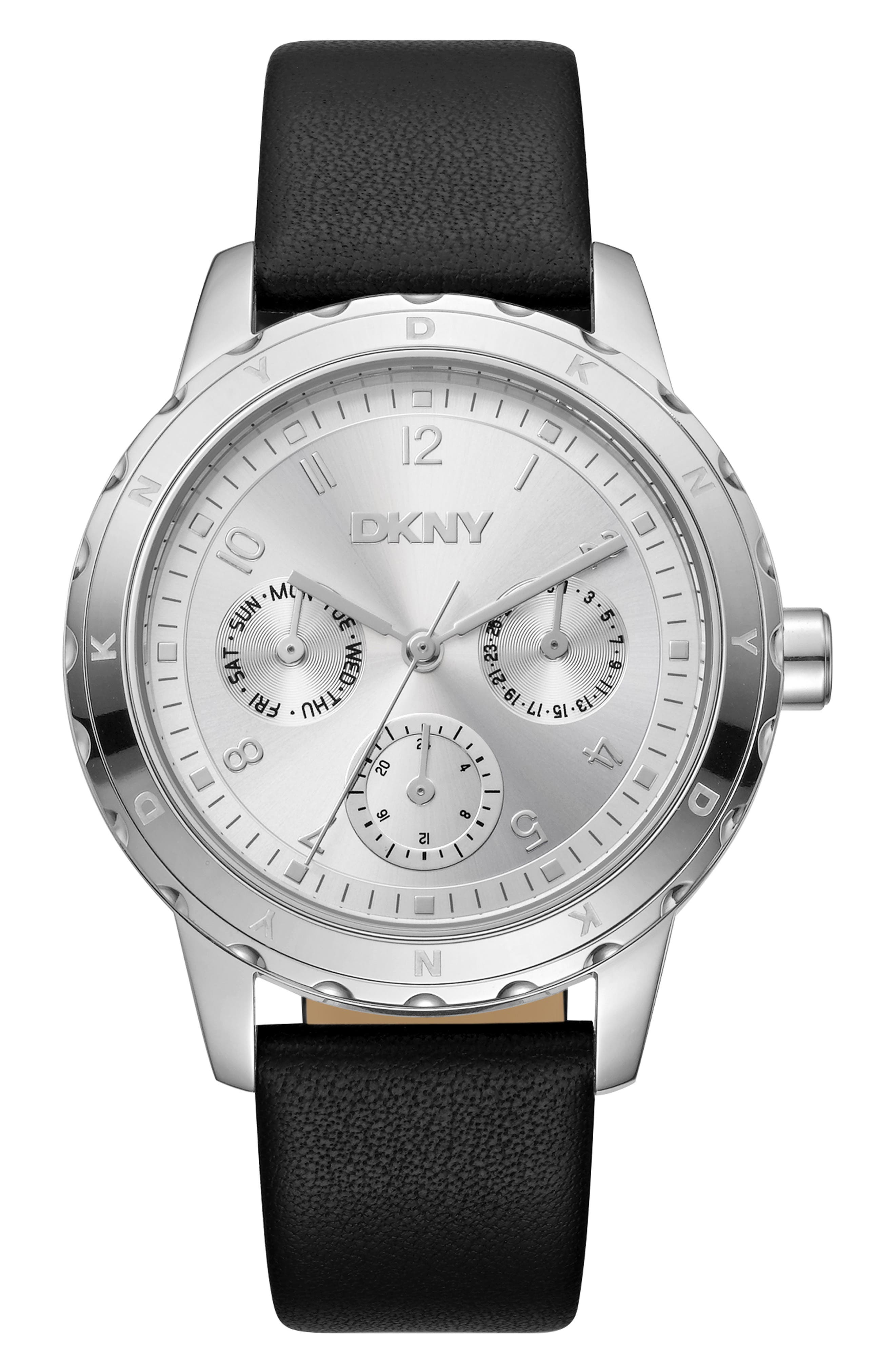Active Multifunction Leather Strap Watch, 38mm
