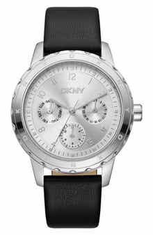 Active Multifunction Leather Strap Watch, 38mm