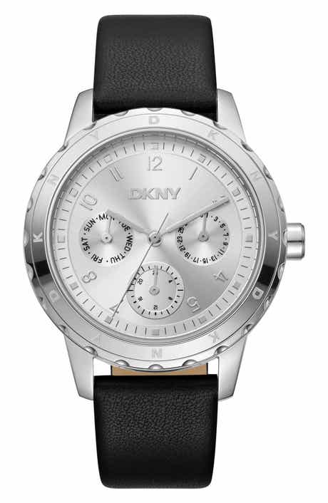 Active Multifunction Leather Strap Watch, 38mm