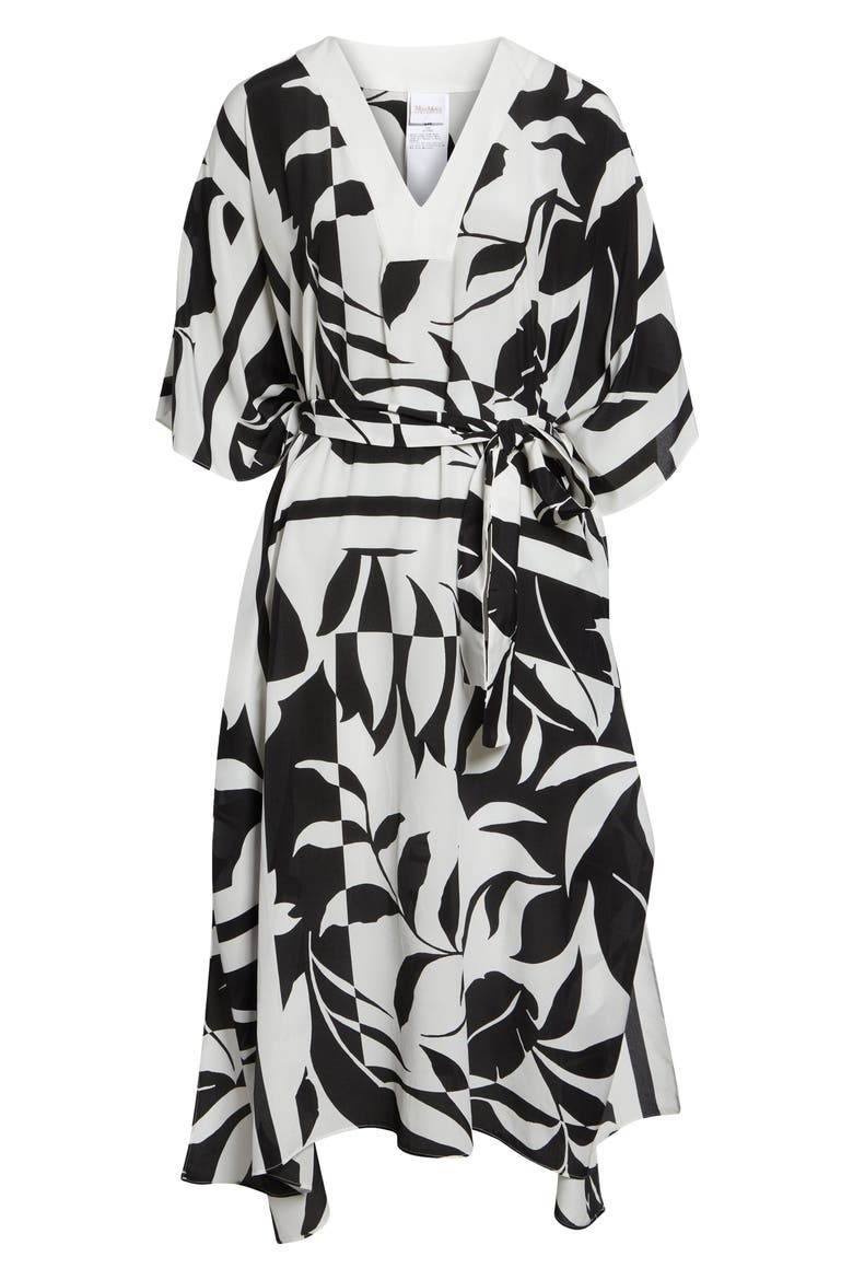 Lancia Print Silk Dress, Alternate, color, BLACK