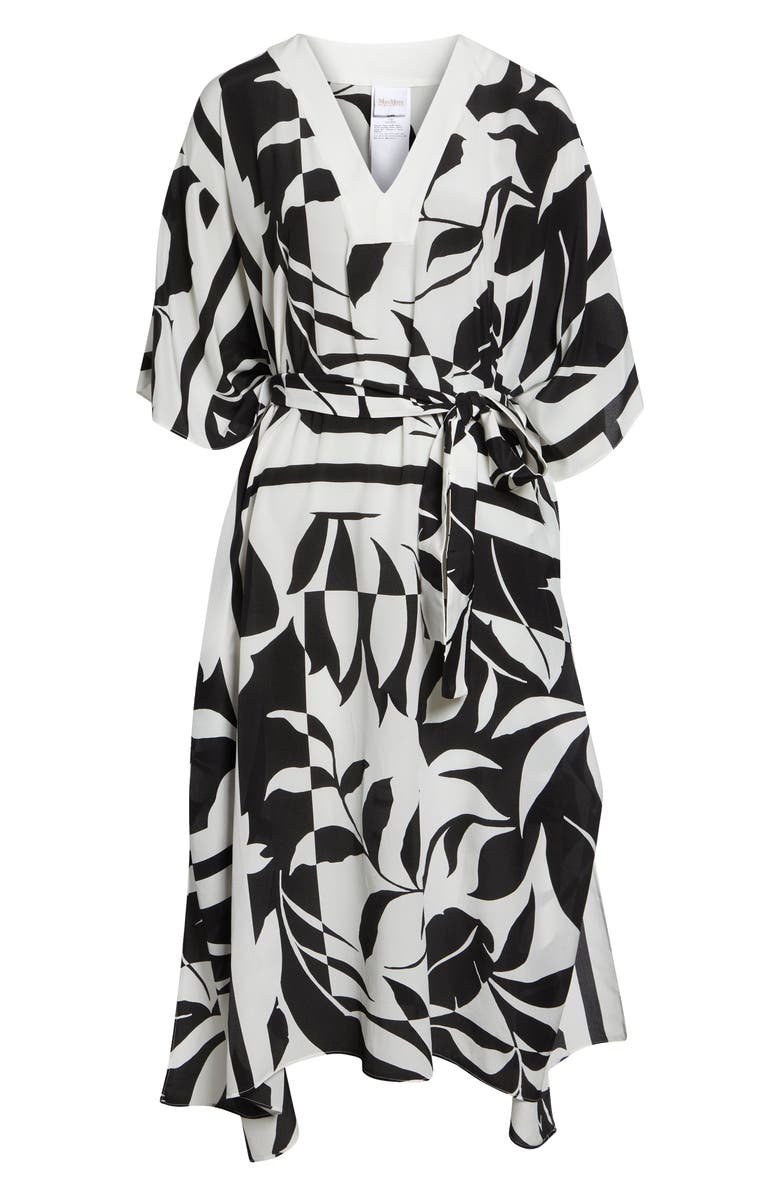 Max Mara Lancia Print Silk Dress, Main, color, Black
