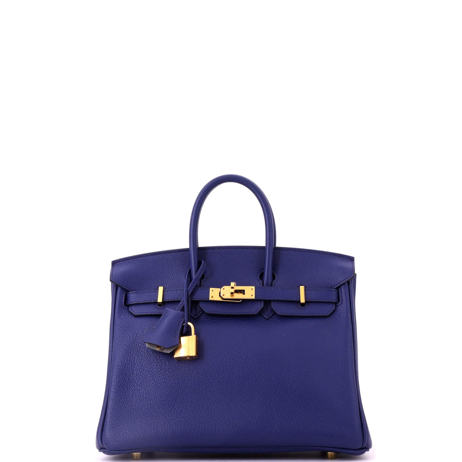Pre-Owned Hermes Birkin Handbag Verso Novillo with Gold Hardware 25, Main, color, Verso-Bleu Saphir/Gris Mouette