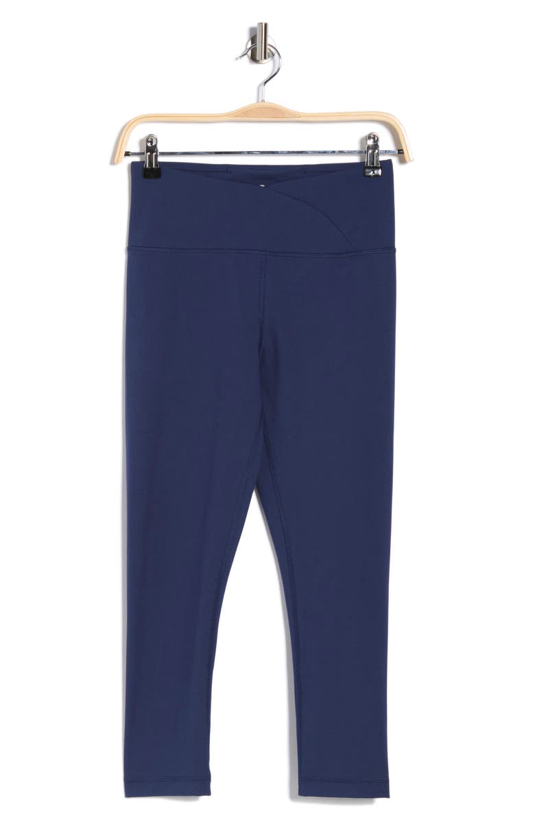 90 DEGREE BY REFLEX Lana Interlock Crossover High Rise Leggings, Alternate, color, Naval Blue