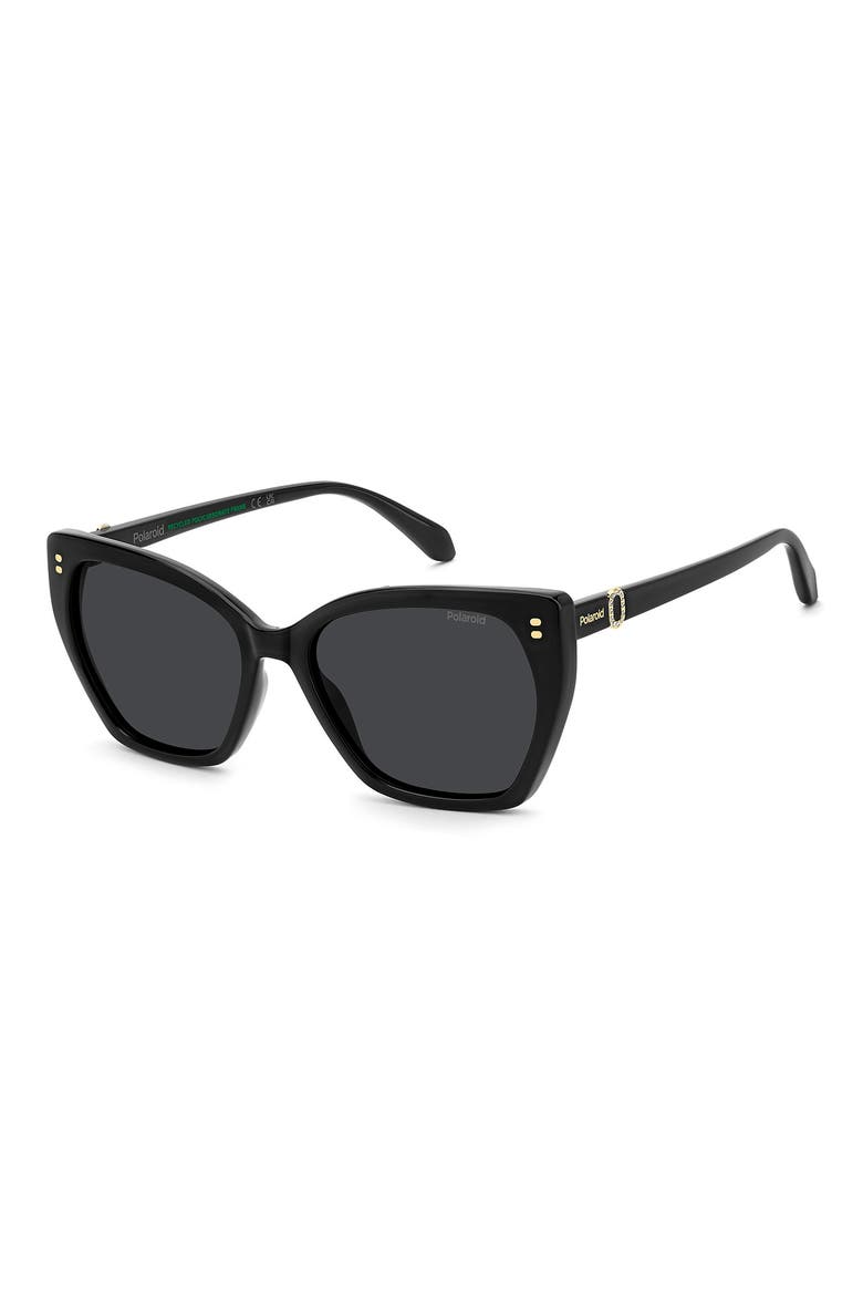 56mm Polarized Butterfly Sunglasses, Alternate, color, BLACK/ GREY