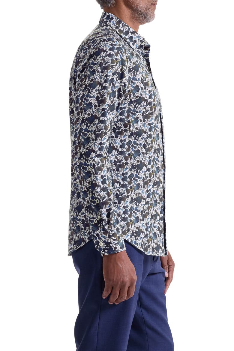 Julian Shaped Fit Orchestra Print Cotton Button-Up Shirt, Alternate, color, TRUFFLE