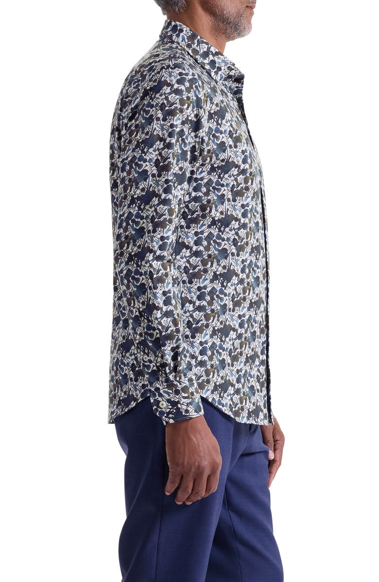 Bugatchi Julian Shaped Fit Orchestra Print Cotton Button-Up Shirt, Alternate, color, Truffle