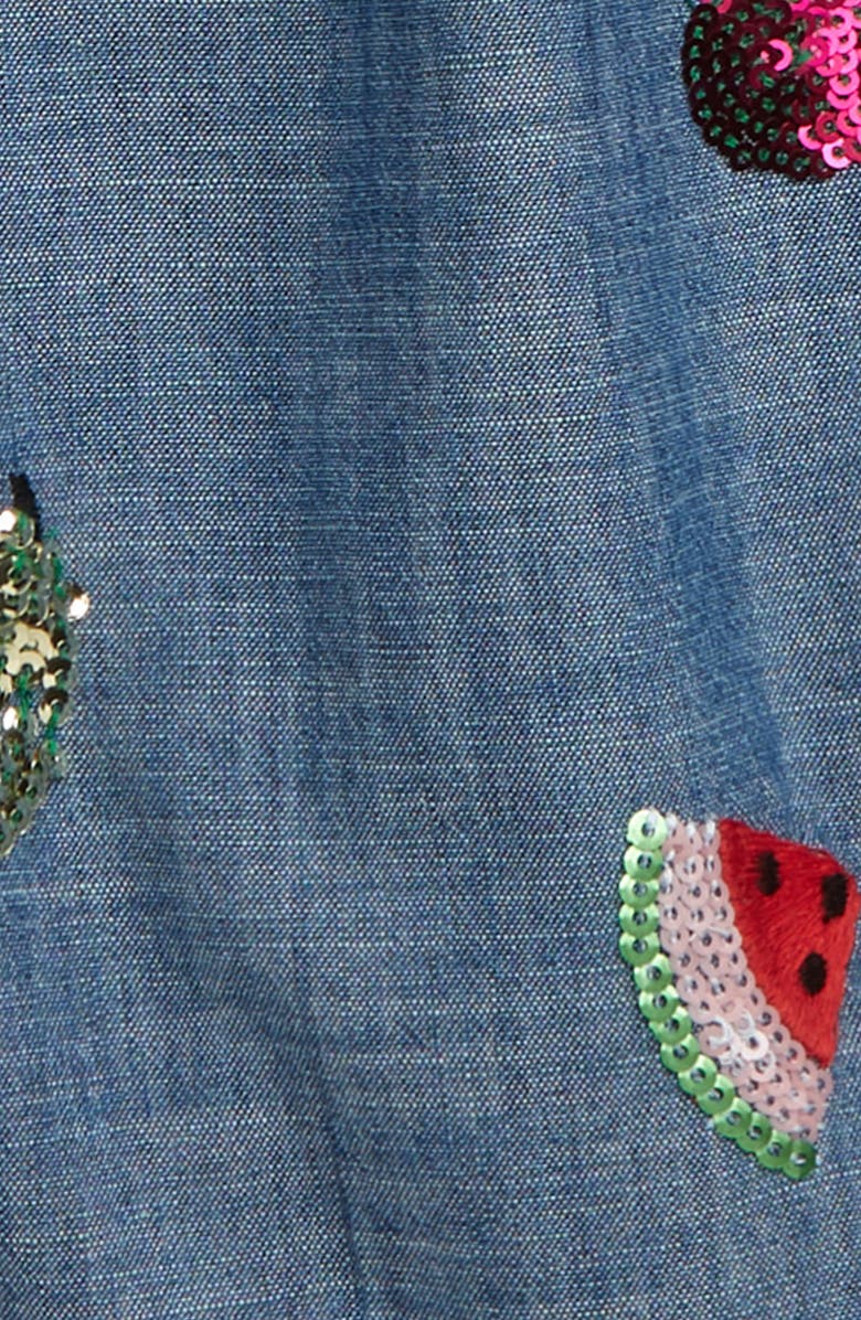 crewcuts by J.Crew Sequin Fruit Chambray Top, Alternate, color,