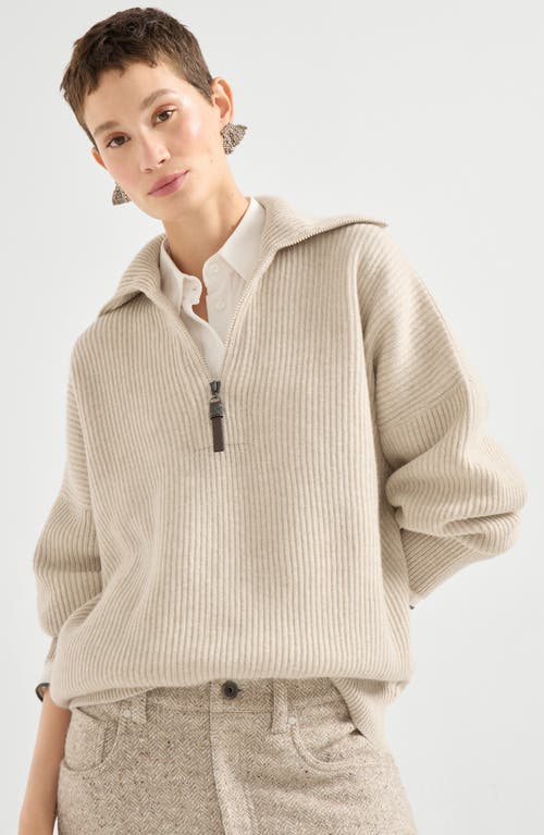 Brunello Cucinelli Cashmere English Rib Sweater In Brown