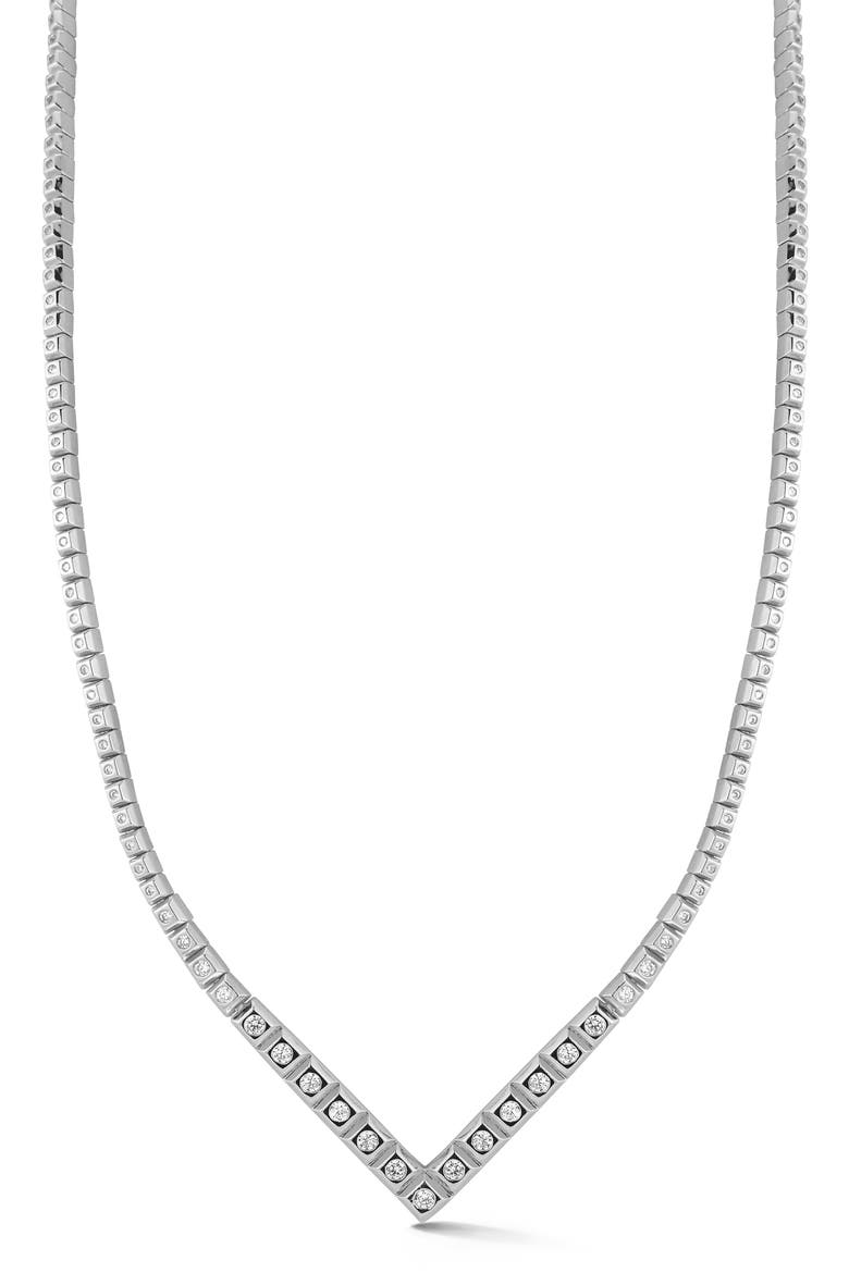 Cubic Zirconia V Tennis Necklace, Main, color, SILVER