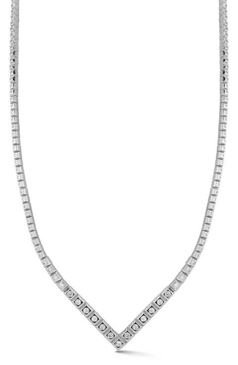 Cubic Zirconia V Tennis Necklace