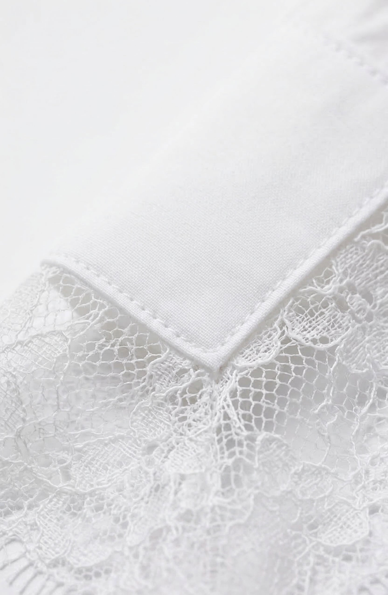 Modenaire Lace Trim Collared Blouse, Alternate, color, White