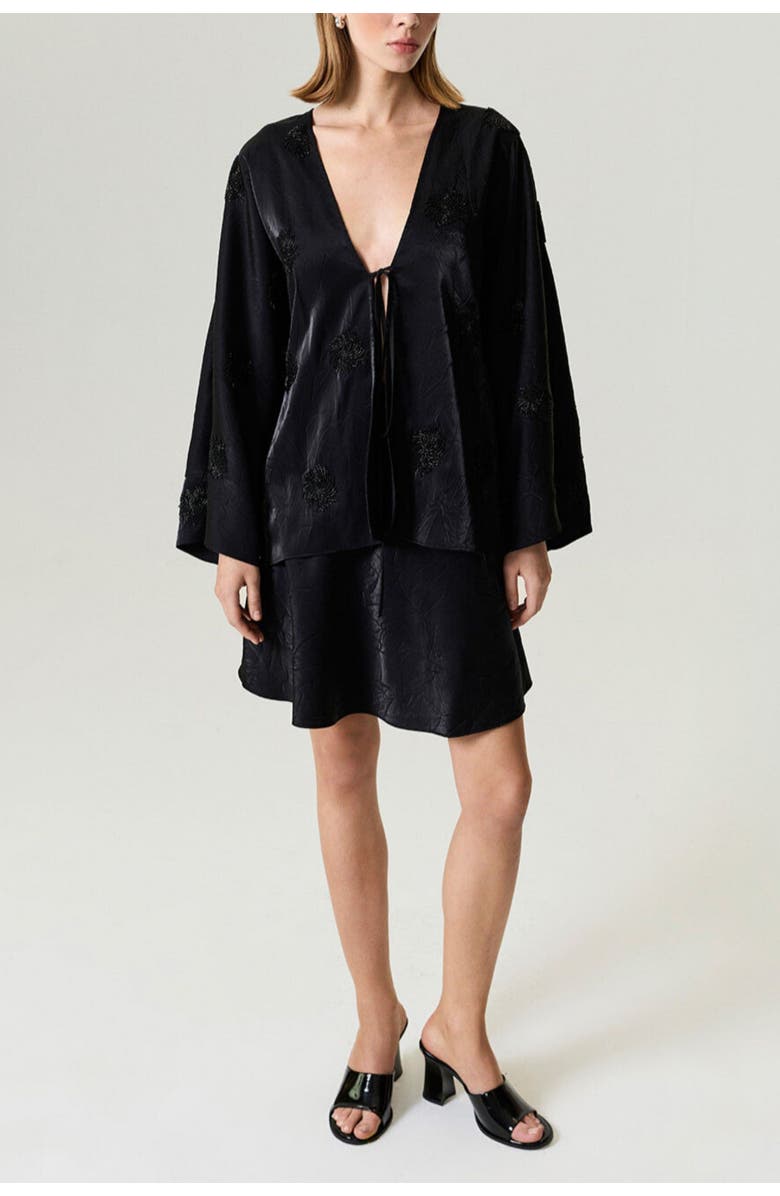 Nocturne Beaded Embroidered Kimono, Main, color, Black