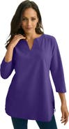 Jessica London Stretch Cotton Notch Neck Tunic