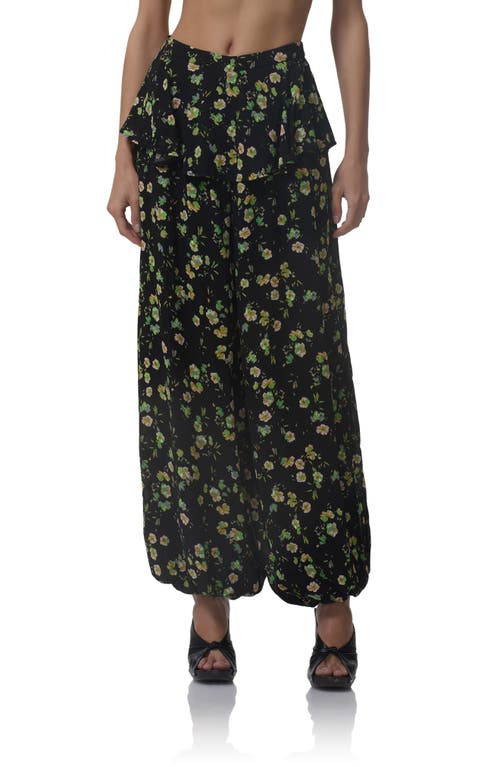 Afrm Graciela Floral Ankle Wide Leg Pants In Gray