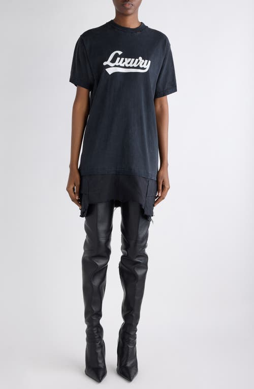 Balenciaga Luxury Embroidered Hybrid T-shirt Dress In Blue