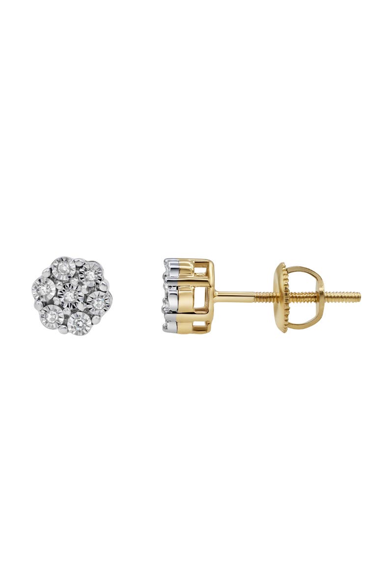 LuvMyJewelry Micro 10K Yellow Gold Diamond Cluster Earrings - 0.05ct., Alternate, color, 10K Yellow Gold
