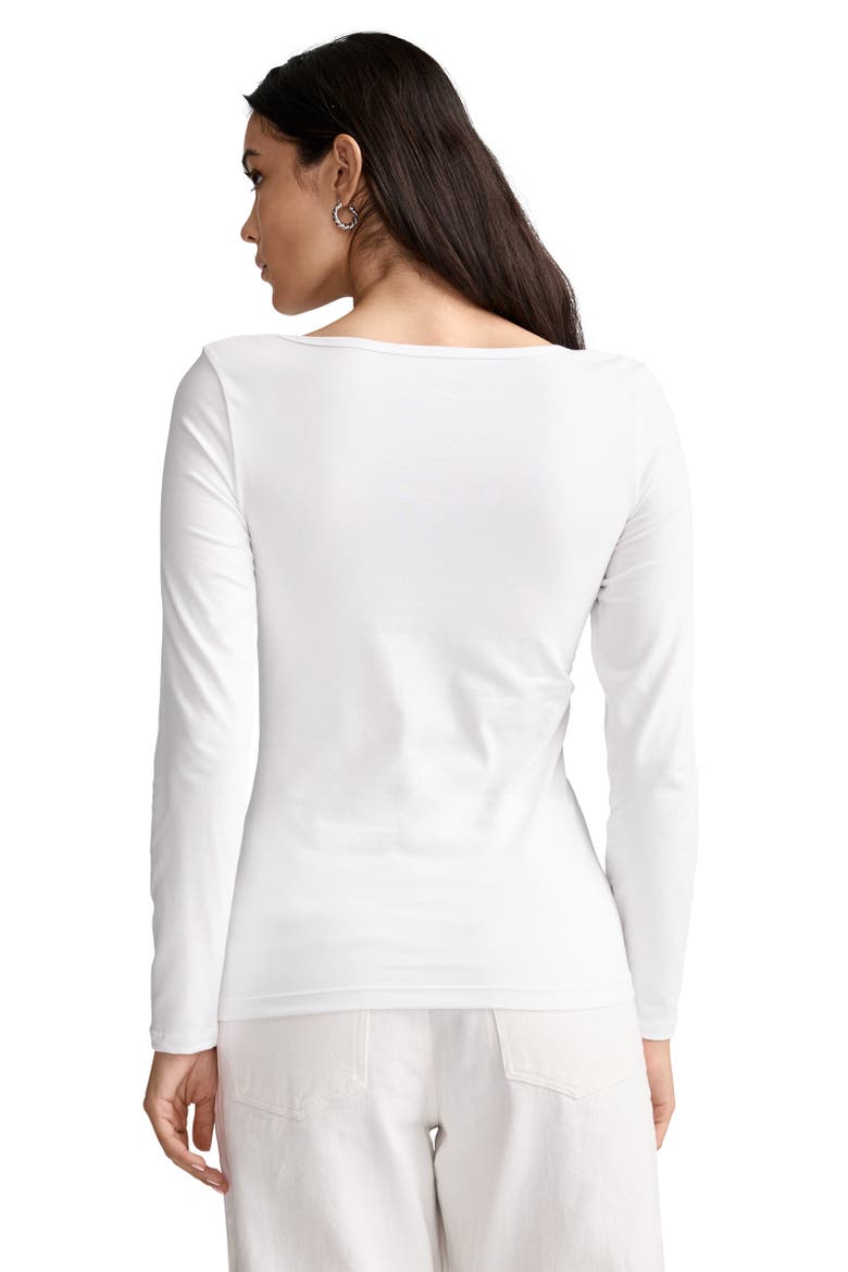 Women's Organic Cotton Stretch Long Sleeve Top, Alternate, color, White