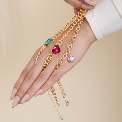 Jessica Simpson 3-piece Chunky Gemstone Chain Bracelet Set In Gold